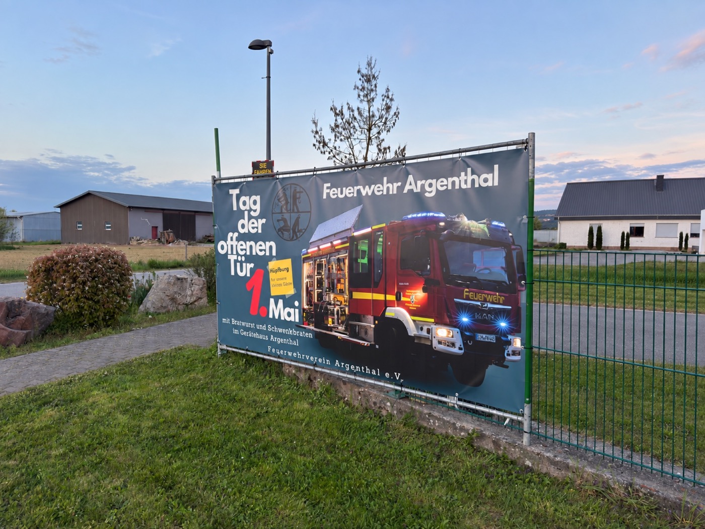 Werbebanner zum Tag der offenen Tür der Feuerwehr Argenthal